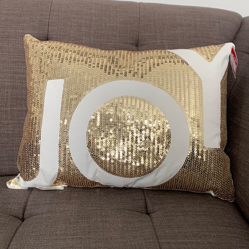 ‘Joy’ Holiday sequin pillow
